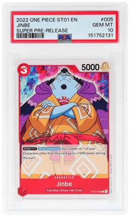 2022 One Piece Starter Deck Straw Hat Crew Super Pre-Release Jinbe #5 PSA 10
