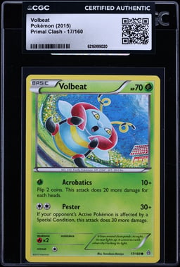 2015 Pokemon Primal Clash Volbeat #17 CGC AUTH