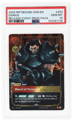 2025 Riftbound League of Legends Origins Promo Hand of Noxusrelease Event Prize Pack Darius #253 PSA 10