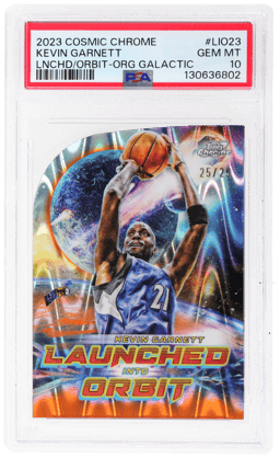 2023 Topps Cosmic Chrome Launched Into Orbit Orange Galactic Refractor Kevin Garnett #LIO23 25/25 PSA 10