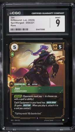 2026 Riftbound League Of Legends Spiritforged Jax #054 CGC 9 MINT
