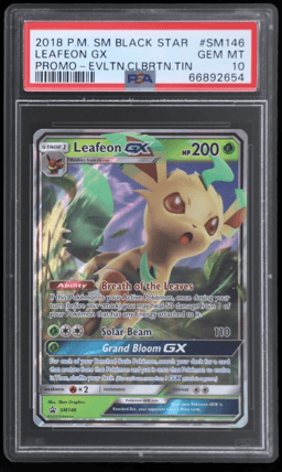 2018 Pokemon Sun and Moon Evolution Celebration Tin Leafeon Gx #SM146 PSA 10