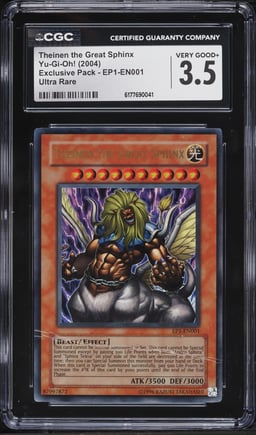 2004 Yu-Gi-Oh! Exclusive Pack Ultra Rare Theinen The Great Sphinx #EP1-EN001 CGC 3.5 VG+