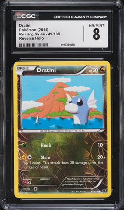 2015 Pokemon XY Roaring Skies Reverse Holo Dratini #49 CGC 8 NM-MT