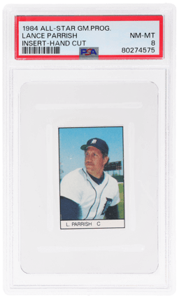 1984 All-Star Game Program Inserts Hand Cut Lance Parrish PSA 8