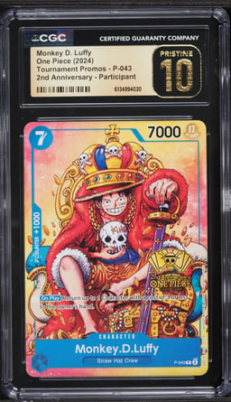 2024 One Piece Promo Tournament 2nd Anniversary Monkey D. Luffy #P-043 CGC 10 PRISTINE