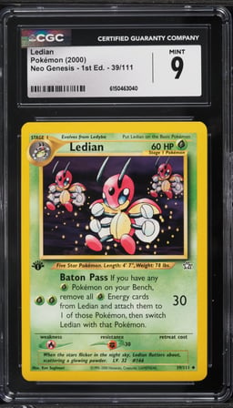 2000 Pokemon Neo Genesis 1st Edition Ledian #39 CGC 9 MINT