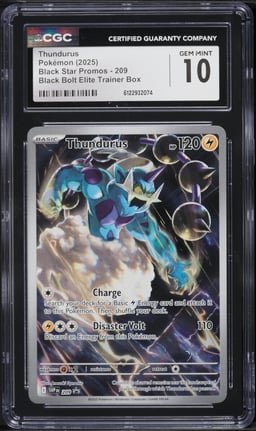 2025 Pokemon Scarlet & Violet Promo Black Bolt ETB Full Art Thundurus #209 CGC 10 GEM MINT