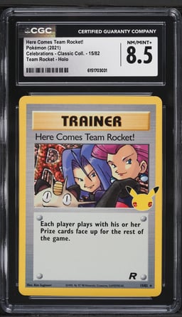 2021 Pokemon SWSH Celebrations Classic Collection Holo Here Comes Team Rocket! #15 CGC 8.5