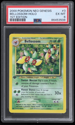 2000 Pokemon Neo Genesis 1st Edition Holo Bellossom #3 PSA 6