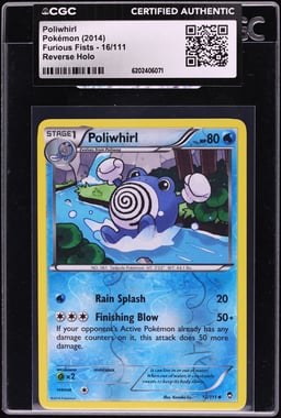 2014 Pokemon Furious Fists Reverse Holo Poliwhirl #16 CGC AUTH