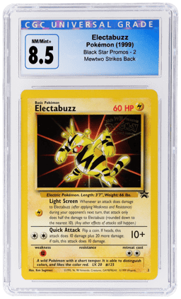 1999 Pokemon Wizards of the Coast Black Star Promo Mewtwo Strikes Back Electabuzz #2 CGC 8.5