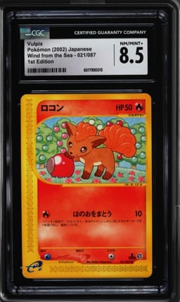 2002 Pokemon Japanese Wind From The Sea 1st Edition Vulpix #21 CGC 8.5 NM-MT+
