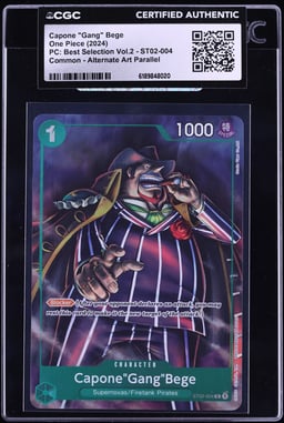2024 One Piece Premium Best Selection Vol. 2 Alt Art Capone Gang Bege #ST02-004 CGC AUTH