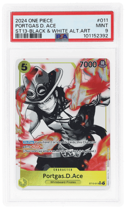 2024 One Piece Starter Deck 13 the Three Brothers Ultra Deck Black and White Alternate Art Portgas D. Ace #ST13011 PSA 9