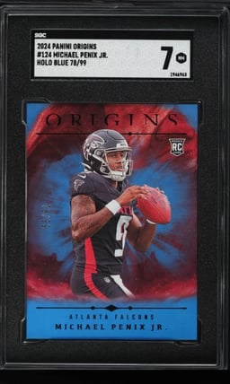 2024 Panini Origins Holo Blue Michael Penix Jr. ROOKIE /99 #124 SGC 7 NRMT
