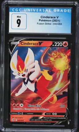 2021 Pokemon Sword & Shield Fusion Strike Full Art Cinderace V #43 CGC 9 MINT