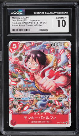 2022 One Piece Japanese Promo Treasure Cruise SR Monkey D. Luffy #ST01-012 CGC 10 GEM MINT