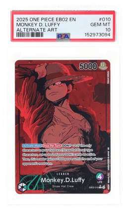 2025 One Piece Extra Booster Anime 25th Collection Alternate Art Monkey D. Luffy #EB02010 PSA 10