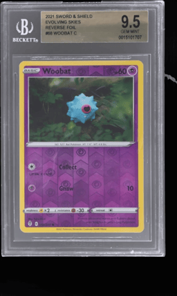 2021 Pokemon Sword and Shield Evolving Skies Reverse Holo Woobat #68 BGS 9.5