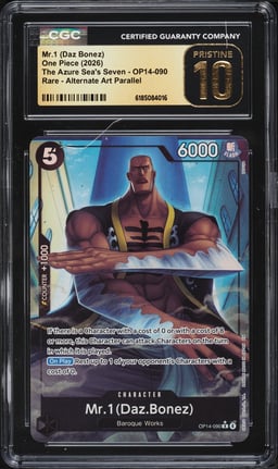 2026 One Piece The Azure Sea's Seven Alt Art Mr.1 Daz Bonez #OP14-090 CGC 10 PRISTINE