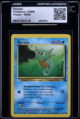 1999 Pokemon Fossil Horsea #49 CGC AUTH