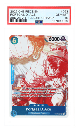 2025 One Piece Promo 3rd Anniversary Treasure Campaign Portgas D. Ace #OP07-053 PSA 10
