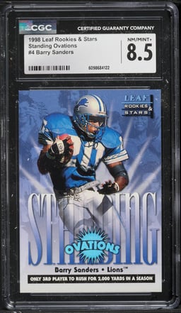 1998 Leaf Rookies & Stars Standing Ovations Barry Sanders /5000 #4 CGC 8.5 NM-MT+