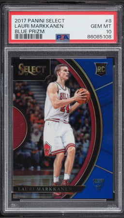2017 Select Concourse Blue Prizm Lauri Markkanen ROOKIE /299 #8 PSA 10 GEM MINT
