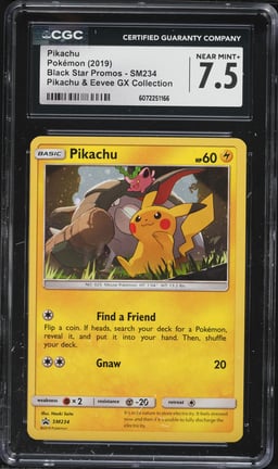 2019 Pokemon Black Star Promo Pikachu & Eevee GX Collection Pikachu #SM234 CGC 7.5 NRMT+