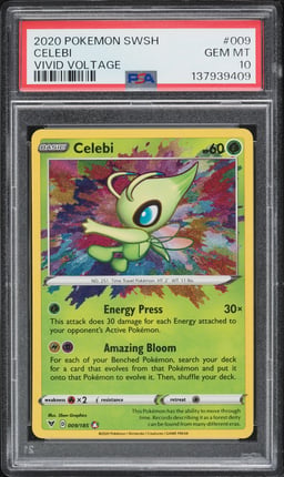 2020 Pokemon Sword & Shield Vivid Voltage Amazing Rare Celebi #9 PSA 10 GEM MINT