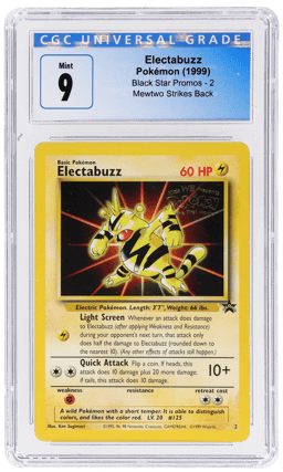 1999 Pokemon Wizards of the Coast Black Star Promo Mewtwo Strikes Back Electabuzz #2 CGC 9
