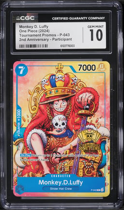 2024 One Piece Tournament Promo 2nd Anniversary Monkey D. Luffy #P-043 CGC 10 GEM MINT