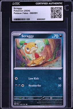 2024 Pokemon Scarlet & Violet Paldean Fates Scraggy #60 CGC AUTH