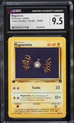 2000 Pokemon Team Rocket 1st Edition Magnemite #60 CGC 9.5 MINT+