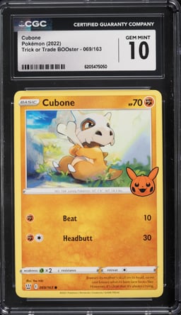 2022 Pokemon Trick Or Trade BOOster Cubone #069 CGC 10 GEM MINT