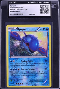2015 Pokemon XY Primal Clash Reverse Holo Kyogre #53 CGC AUTH