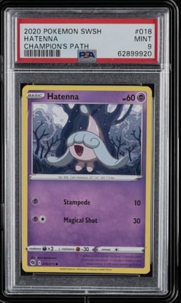 2020 POKEMON SWORD & SHIELD CHAMP'S PATH #018 HATENNA PSA 9