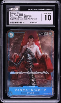 2022 One Piece Japanese Romance Dawn SR Alt Art Dracule Mihawk #OP01-070 CGC 10 GEM MINT
