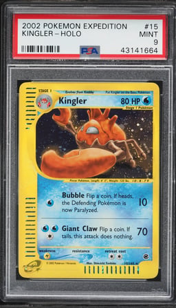 2002 Pokemon Expedition Holo Kingler #15 PSA 9 MINT