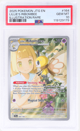 2025 Pokemon Scarlet and Violet Journey Together Illustration Rare Lillie's Ribombee #164 PSA 10