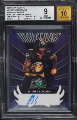 2024 Leaf Eclectic Valiant High Ceiling Prismatic Purple Luther Burden AUTO /6 #VHC-LB1 BGS 9