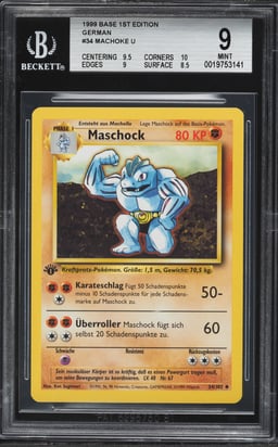 1999 Pokemon German Base Set 1st Edition Machoke #34 BGS 9 MINT