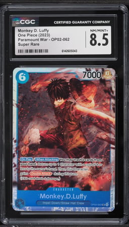 2023 One Piece Paramount War SR Monkey D. Luffy #OP02-062 CGC 8.5 NM-MT+
