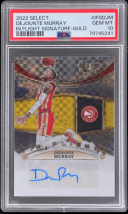 2022 Panini Select In Flight Signatures Gold Dejounte Murray #IFS-DJM 4/10 PSA 10