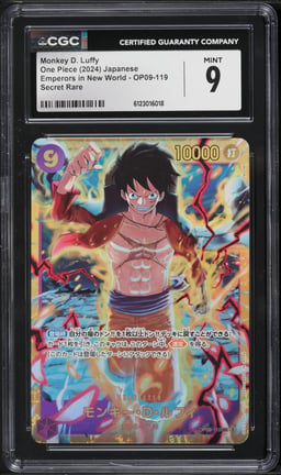 2024 One Piece Japanese Emperors In The New World SEC Monkey D. Luffy #OP09-119 CGC 9 MINT