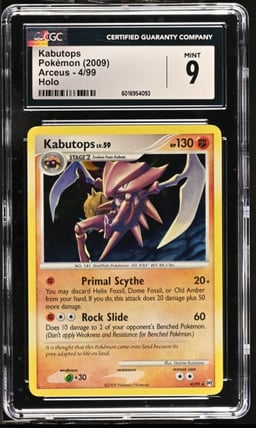 Pokemon Card CGC 9 Mint Kabutops Platinum Arceus 2009 Holo 4/99