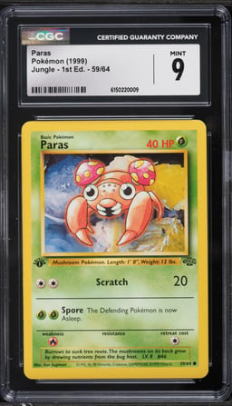 1999 Pokemon Jungle 1st Edition Paras #59 CGC 9 MINT