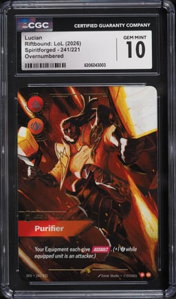 2026 Riftbound League Of Legends LoL Spiritforged Lucian #241 CGC 10 GEM MINT