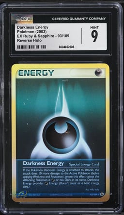 2003 Pokemon EX Ruby & Sapphire Reverse Holo Darkness Energy #93 CGC 9 MINT